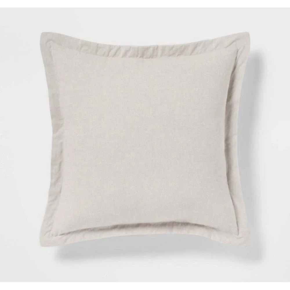 Threshold Euro Cotton Linen Chambray Decorative Pillow Flange - Natural